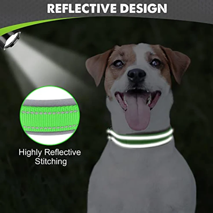 Joytale Neopren-Hundehalsband, gepolstert, reflektierend, für kleine Hunde, Größe 28-37 cm, grün – Bild 4