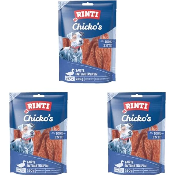 Rinti Hundesnacks Extra Chicko Ente, 100% Entenfilet, 250 g, 3er Pack (3 x 250 g), fettarm, ohne Fleischmehle, luftgetrocknet – Bild 2