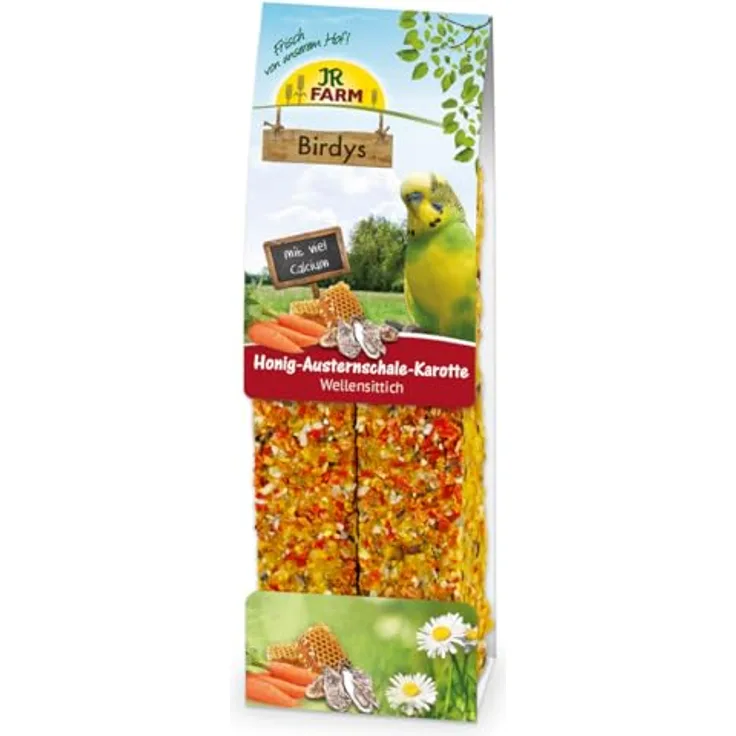 JR Farm Birdys WEL Honig-Austernschale-Karotte, gesunder Vogelsnack mit Kletterfunktion, 130 g