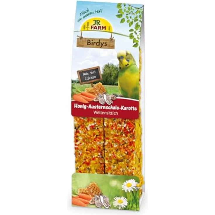 JR Farm Birdys WEL Honig-Austernschale-Karotte, gesunder Vogelsnack mit Kletterfunktion, 130 g – Bild 1