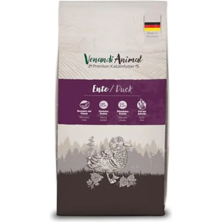 Venandi Animal – Premium Katzenfutter Ente, getreidefrei, mit hohem Fleischanteil, 1,5 kg (1er Pack) – Bild 1