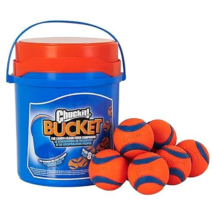 Chuckit! Ultra Ball, Hundespielzeug im Eimer, 8 Stück, langlebiger Gummi, hohe Sprungkraft, schwimmend, kompatibel mit Chuckit Launcher – Bild 1