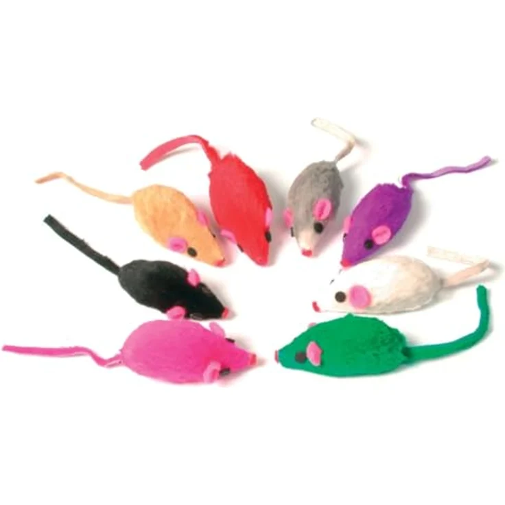 Zolux Packung mit 8 Spielzeugen in Mausform mit Felloptik für Katzen - Weiche Mäusespielzeuge für spannende Verfolgungsjagden, Zolux – Bild 4