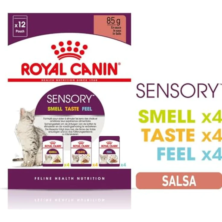 Royal Canin Sensory Smell Taste Feel Multibox, 12 x 85 g, Alleinfuttermittel für ausgewachsene Katzen, stimuliert die Sinne, mit feinen Stückchen in Soße – Bild 2