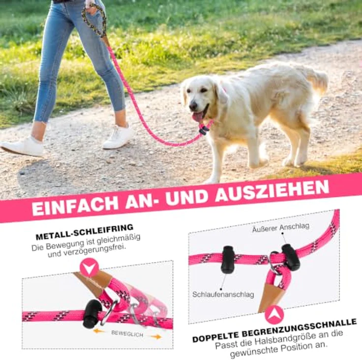 lynxking Slip-Leine mit Reflektion, 180 cm Hundetrainingsleine mit Stopperschnalle, robust und leicht, verschiedene Farben verfügbar – Bild 4