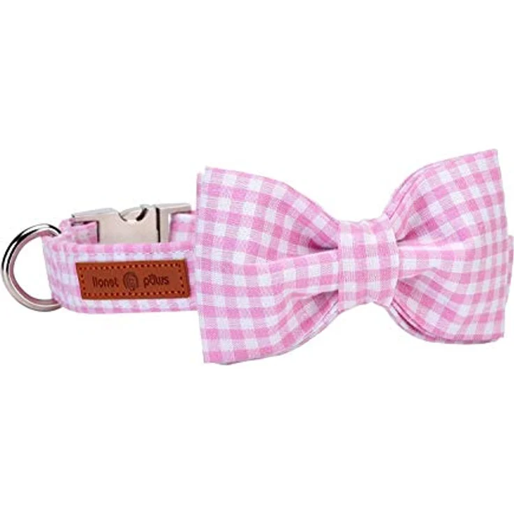 Lionet Paws Hundehalsband mit Fliege, Langlebiges Baumwollhalsband mit Metall-Klickverschluss, für Hunde, Hals 40-60cm – Bild 1