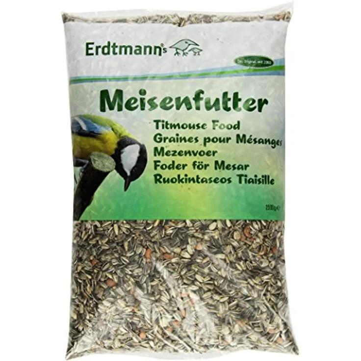 Erdtmann's Meisenfutter 2,5 kg, hochwertige Mischung aus Sonnenblumenkernen, Erdnusskernen und Hanfsaat für Wildvögel – Bild 1