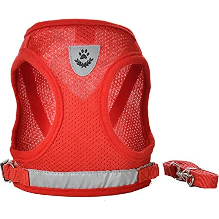FEimaX Hundegeschirr und Leinen Set, Weich Mesh Gepolstert, Reflektierendes Atmungsaktives Brustgeschirr für Welpen und Katzen, Verstellbare Größe für Gehen und Training – Bild 2