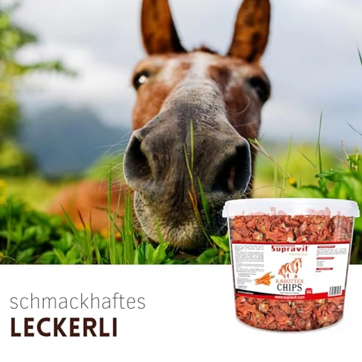 Supravit Karottenchips 2kg Eimer, schonend getrocknete Möhrenchips für Pferde, reich an Carotinoiden und Ballaststoffen, schmackhaftes Ergänzungsfutter – Bild 4