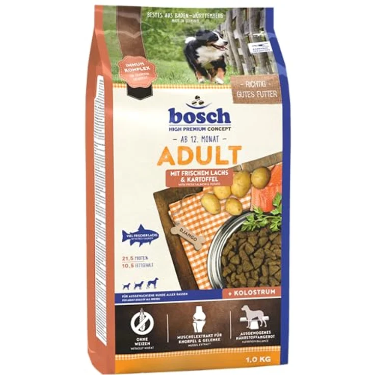 Bosch Hundefutter Adult Lachs und Kartoffel, Trockenfutter für erwachsene Hunde, 3kg, mit Vitaminen und hochwertigem Fisch – Bild 1