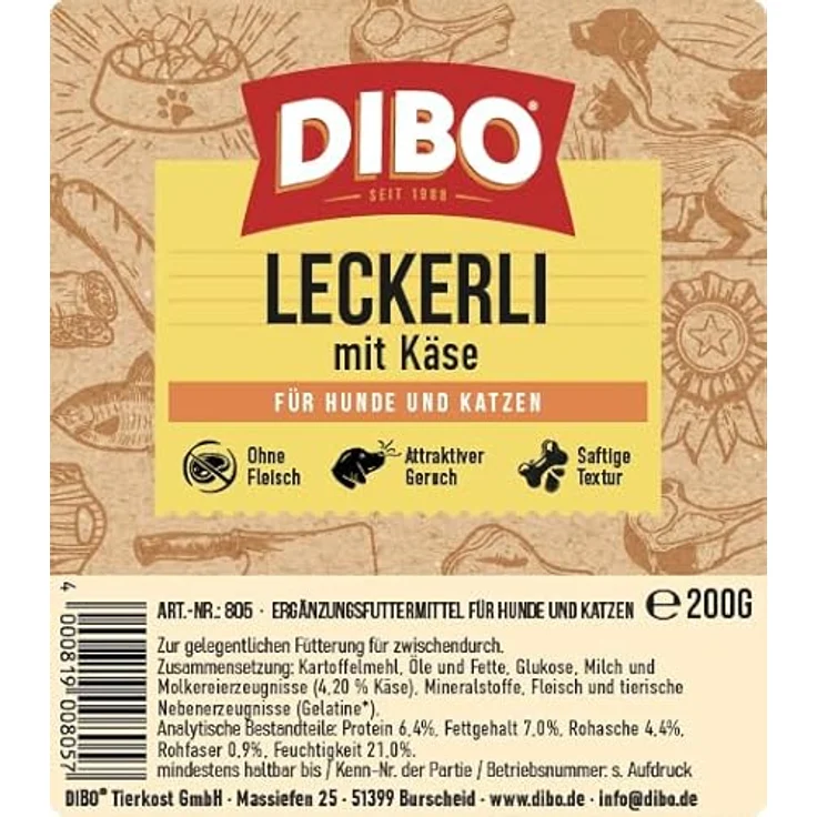DIBO Leckerli mit Käse, glutenfreier Hundesnack zur Nierenentlastung, 200g – Bild 4