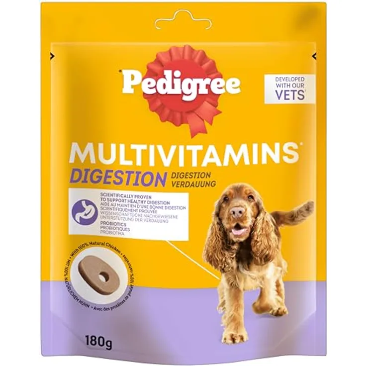 Pedigree Multivitamins Verdauung, Hundefutter mit wichtigen Nährstoffen, 180g