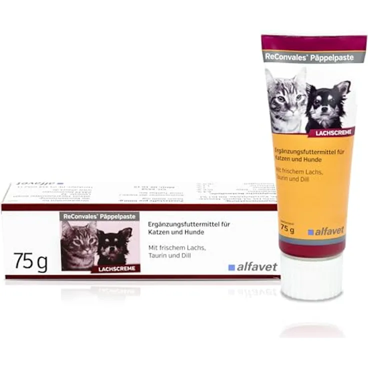 Alfavet ReConvales Päppelpaste Ergänzungsfuttermittel für kleine Hunde und Katzen, hohe Energie für Untergewicht, Tube 75g