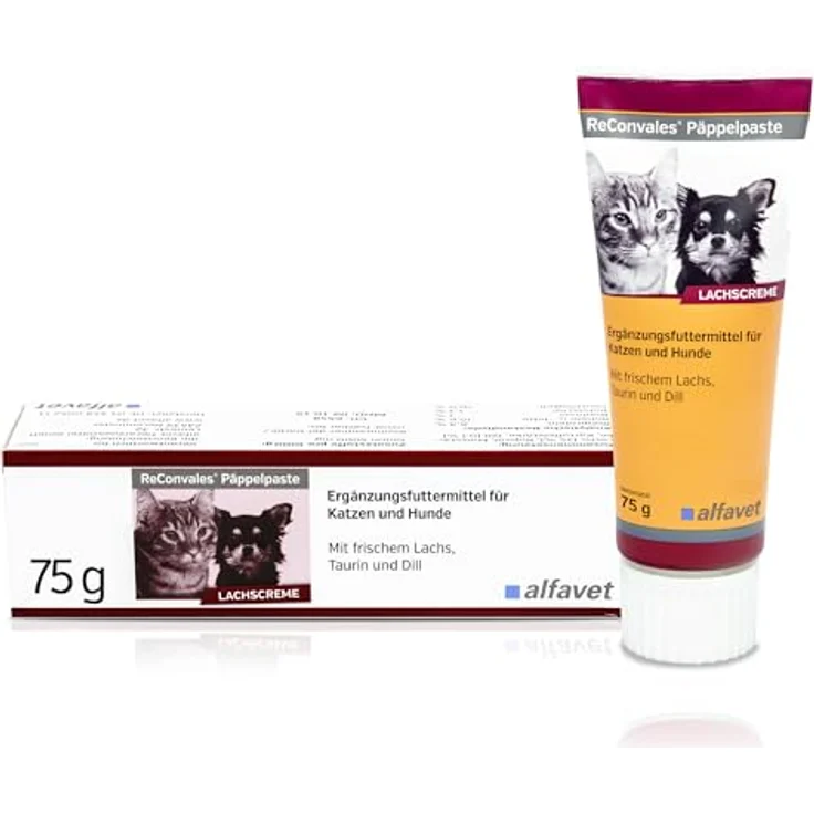Alfavet ReConvales Päppelpaste Ergänzungsfuttermittel für kleine Hunde und Katzen, hohe Energie für Untergewicht, Tube 75g – Bild 1