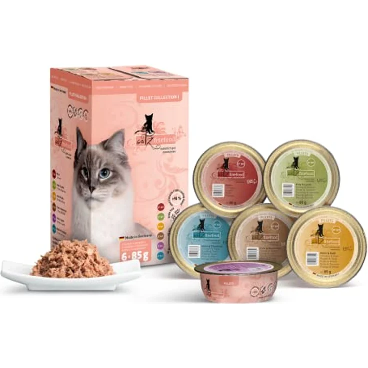 Catz Finefood Fillets Collection I Adult in Gelee, Nassfutter für Katzen, 6x85 g, mit feinstem Filetfleisch, getreidefrei, made in Germany – Bild 1