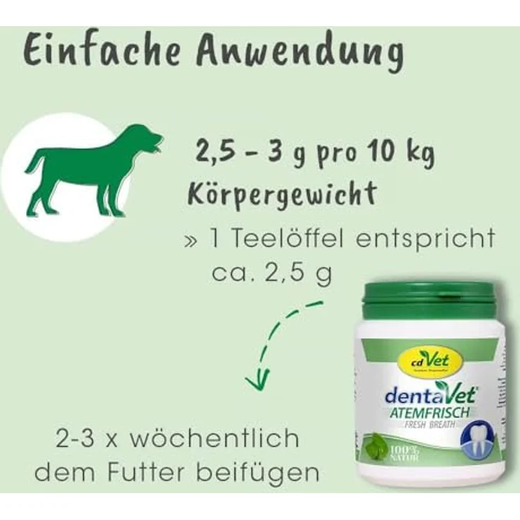 cdVet dentaVet Atemfrisch, Hundefutter-Pulver mit Chlorophyll zur Geruchsbindung, 100 g – Bild 3