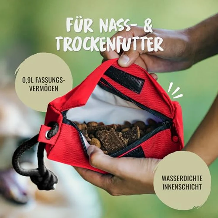 Rudelkönig Futterbeutel für Hunde, Apportierdummy für Hundetraining, robust mit Klett- und Reißverschluss, geeignet für Nass- und Trockenfutter – Bild 5