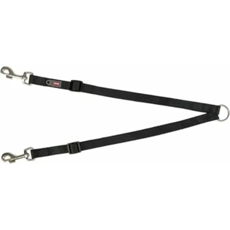 TRIXIE Premium-Paar-Kupplung, flache Hundeleine, XS-S, schwarz, mit Clip für Namensschilder