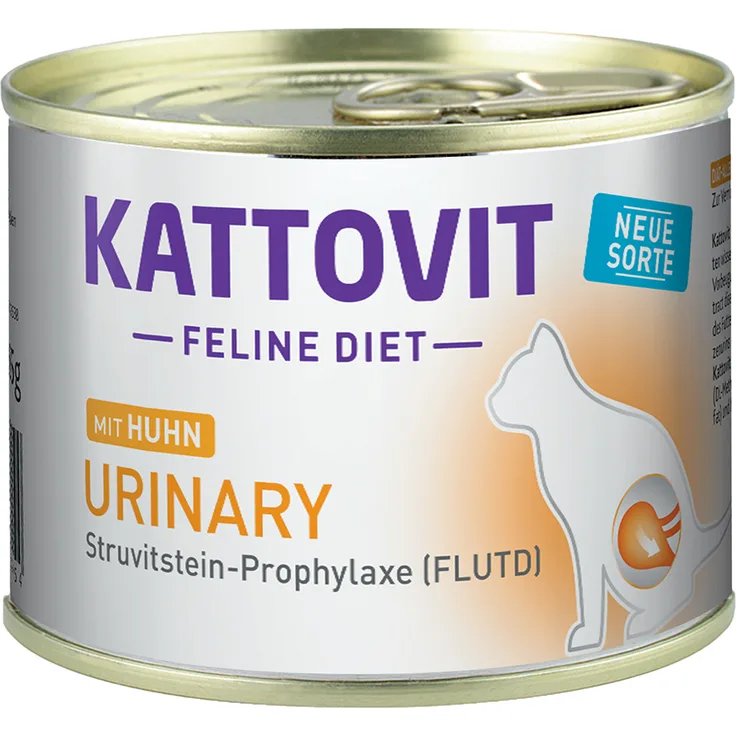 Kattovit Urinary Dose 185 g, Diät-Nassfutter für Katzen zur Verringerung von Struvitsteinen, Huhn, Sparpaket (12 x 185 g)