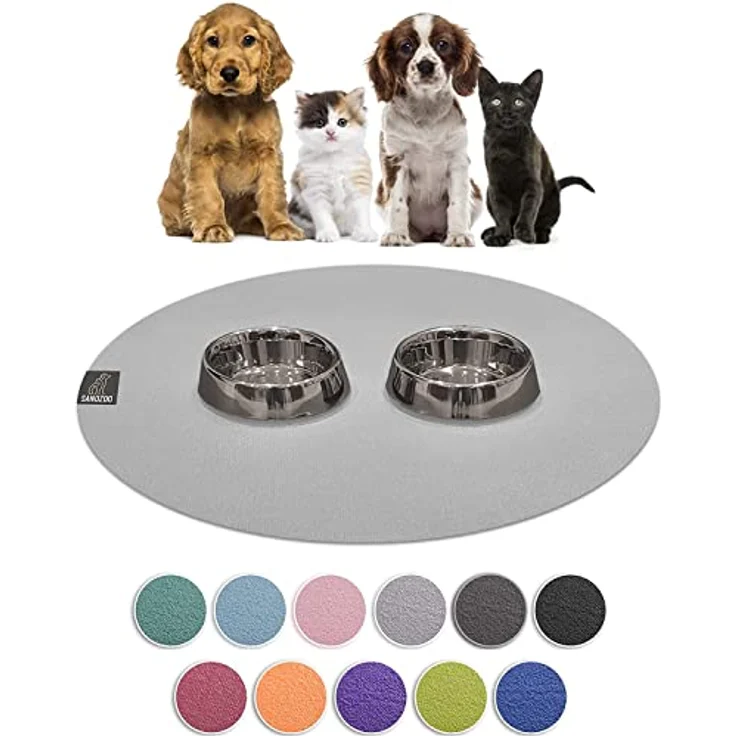 SANOZOO® Napfunterlage, Öko-Tex zertifiziert, Rund 60 cm, rutschfest, hellgrau – Bild 1