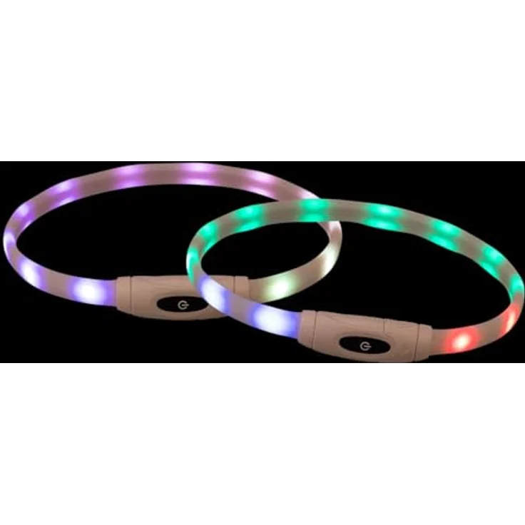 Trixie Flash Leuchtring USB Silikon, Größe XS - XL, 65 cm Halsumfang, 16 mm breit, weiß, spritzwassergeschützt, 9 Leuchtmodi – Bild 1