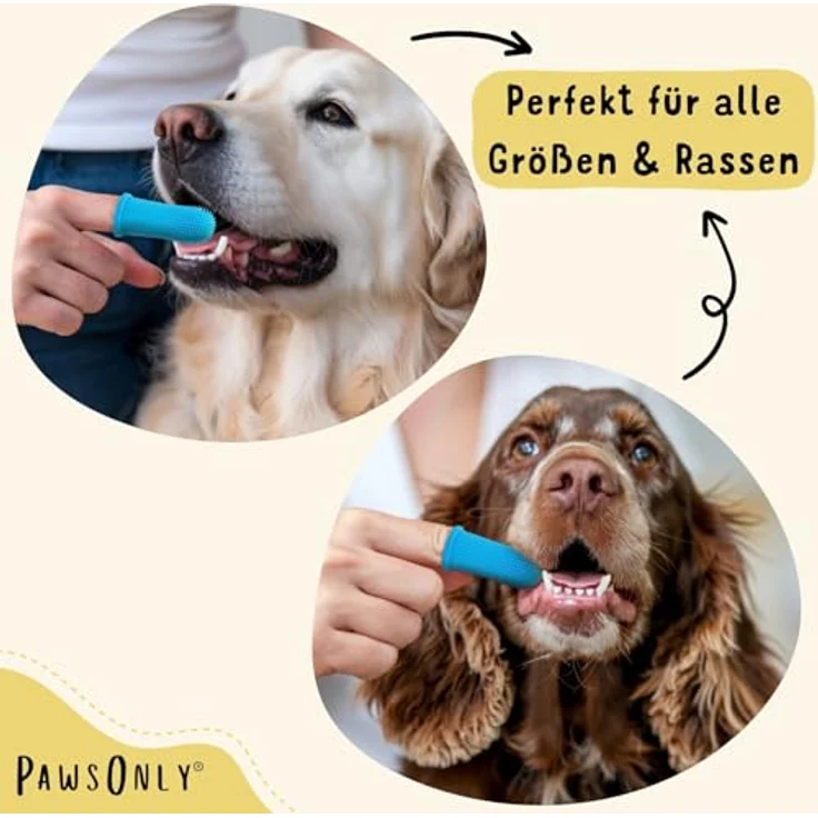 PawsOnly Fingerzahnbürste für Hunde & Katzen, silikonbasiert, hygienisches Design mit Aufbewahrungsbox (Blau) – Bild 2