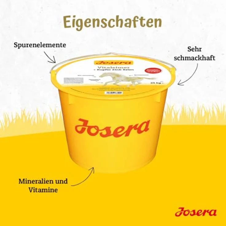 JOSERA Vitaleimer Pferd, 25 kg Mineralfuttermittel für alle Pferderassen, hohe Ausstattung an Kupfer, Zink und Selen, unterstützt Knochen & Gelenke – Bild 5