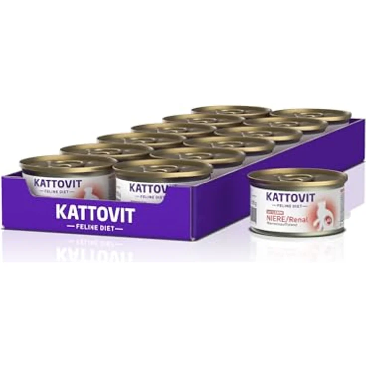 Kattovit Feline Diet Niere/Renal, Nassfutter für Katzen mit Lamm, 85 g - 12 Stück, reduziert in Phosphor zur Unterstützung der Nierenfunktion – Bild 1