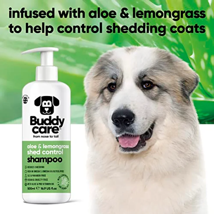Buddycare Fellpflege-Shampoo, Shampoo zur Kontrolle des Haarausfalls bei Hunden, mit Aloe Vera und Pro-Vitamin B5, 500ml – Bild 3