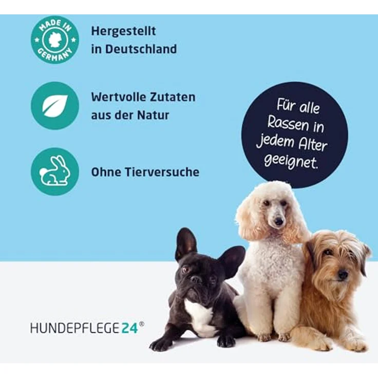 Hundepflege24 Natürliches Hundeshampoo 3in1 gegen Juckreiz, mit Fellglanzformel und Conditioner, unterstützend bei Milben, Flöhen & Pilzbefall, 500ml – Bild 5