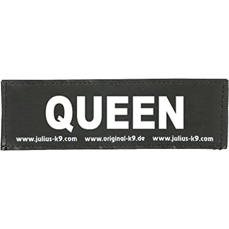 JULIUS K-9 Klettaufschrift Queen, lichtreflektierend, klein, schwarz, für IDC Powergeschirr und K9 Powergeschirr – Bild 1