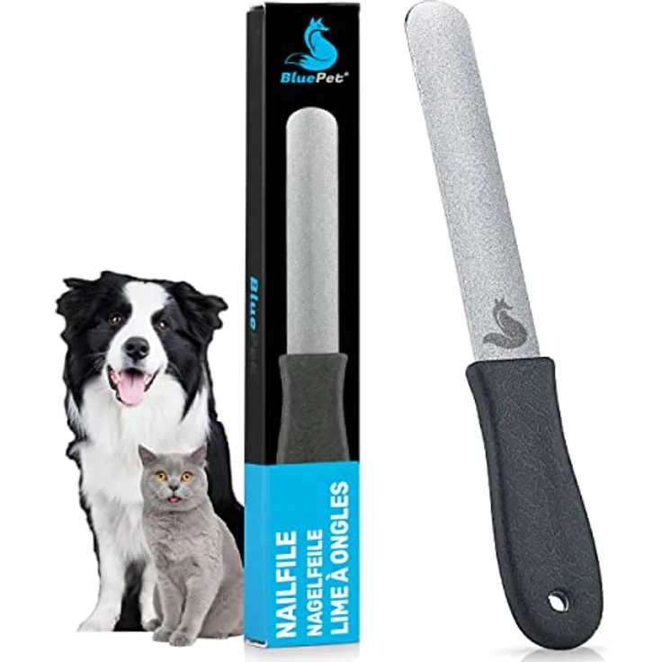 BluePet Krallenfeile für Hunde und Katzen, professionelle Nagelfeile aus rostfreiem Stahl, grob & fein, ergänzende Krallenpflege für alle Haustiere