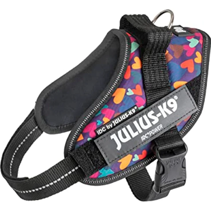 JULIUS K-9 IDC Powergeschirr, Größe S/Mini, Mixed Heart, reflektierende Elemente, stabile Konstruktion, austauschbare Klett-Patches – Bild 1
