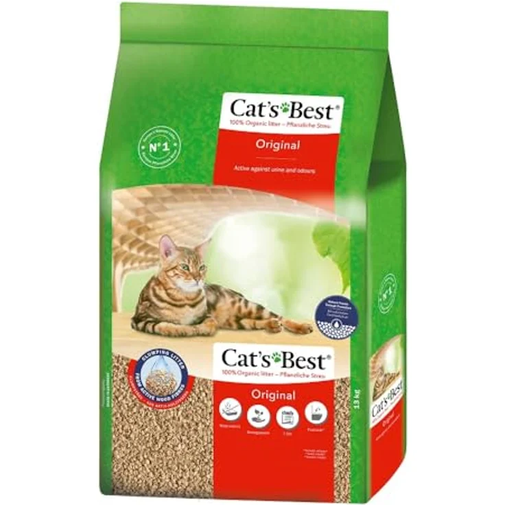 Cat's Best Öko Plus Katzenstreu, klumpend, 17.20 kg, extrem wirtschaftlich mit hervorragender Geruchsbindung – Bild 1