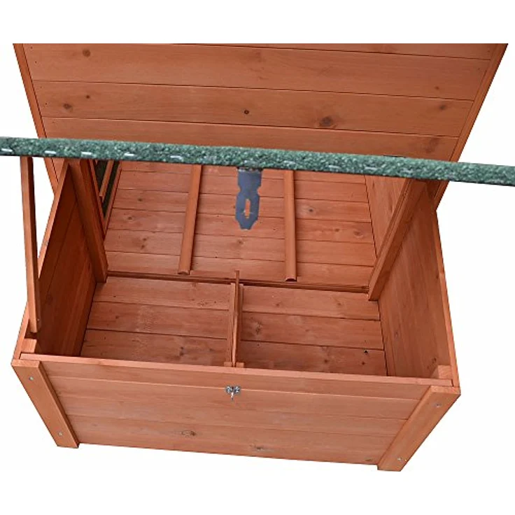 Mucola Hühnerstall 179x75x80 cm, Holz Natur – wetterfestes Hühnerhaus mit 2 Eiablagen, Legenest und Reinigungsschublade für 6-8 Hühner – Bild 3