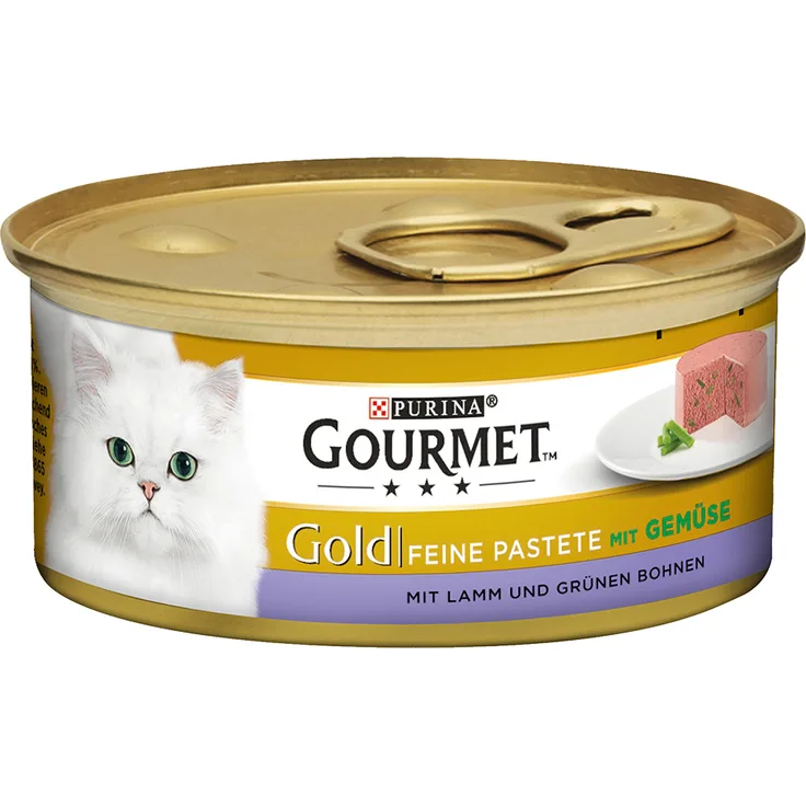 Gourmet Gold Feine Pastete, Katzen-Nassfutter, 12 x 85 g, Lamm & grüne Bohnen
