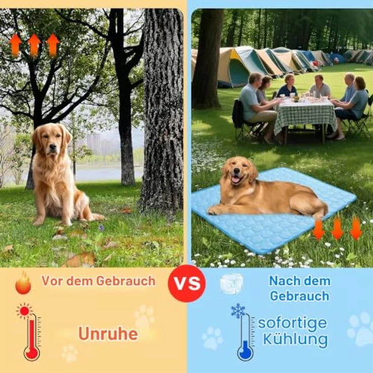 Chumix Kühlmatte Hund 100x70cm, weicher Stoff, rutschfest und pflegeleicht, antibakteriell behandelter Ruheplatz für Haustiere – Bild 2