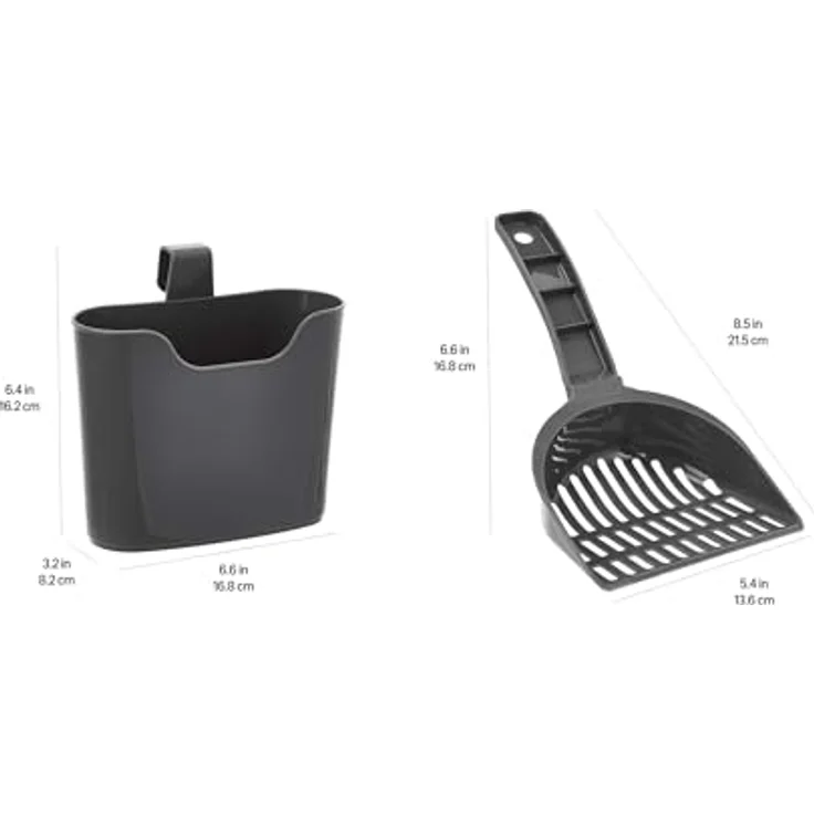 Amazon Basics Katzenstreuschaufel mit Halterung, Unparfümiert, aus strapazierfähigem PP-Kunststoff, Grau, 28 cm – Bild 5
