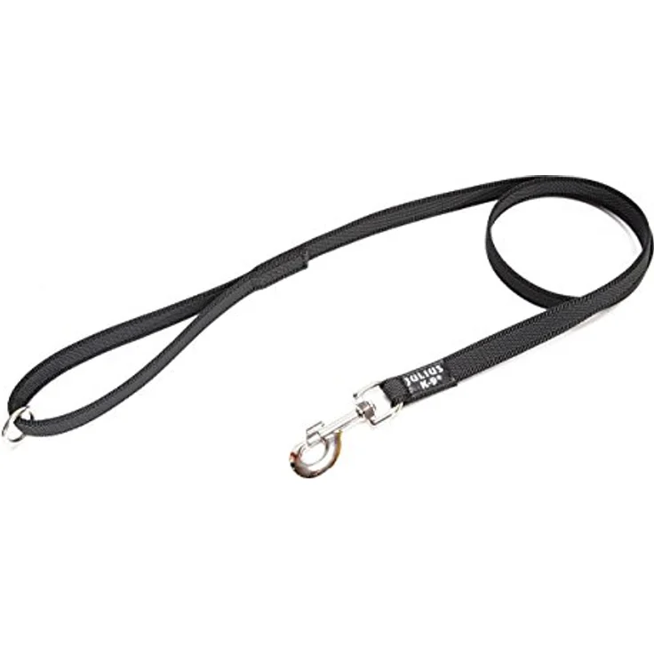 JULIUS K-9 IDC Color & Gray gumierte Leine, 20 mm x 1,2 m mit Schlaufe und O-Ring, stark und widerstandsfähig, Schwarz-Grau – Bild 1