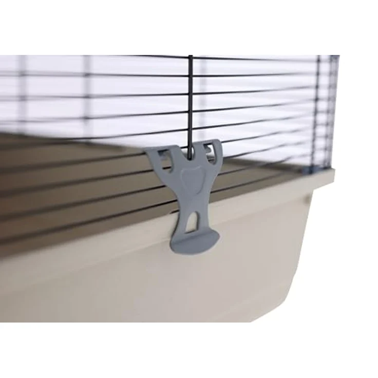 Kerbl Pet Kleintierkäfig Flat Nature, Hamsterkäfig in Taupe, dunkelgrün und schwarz, 80x45x51cm, mit Häuschen, Futternapf und 3 Etagen für Hamster, Mäuse und Ratten – Bild 4