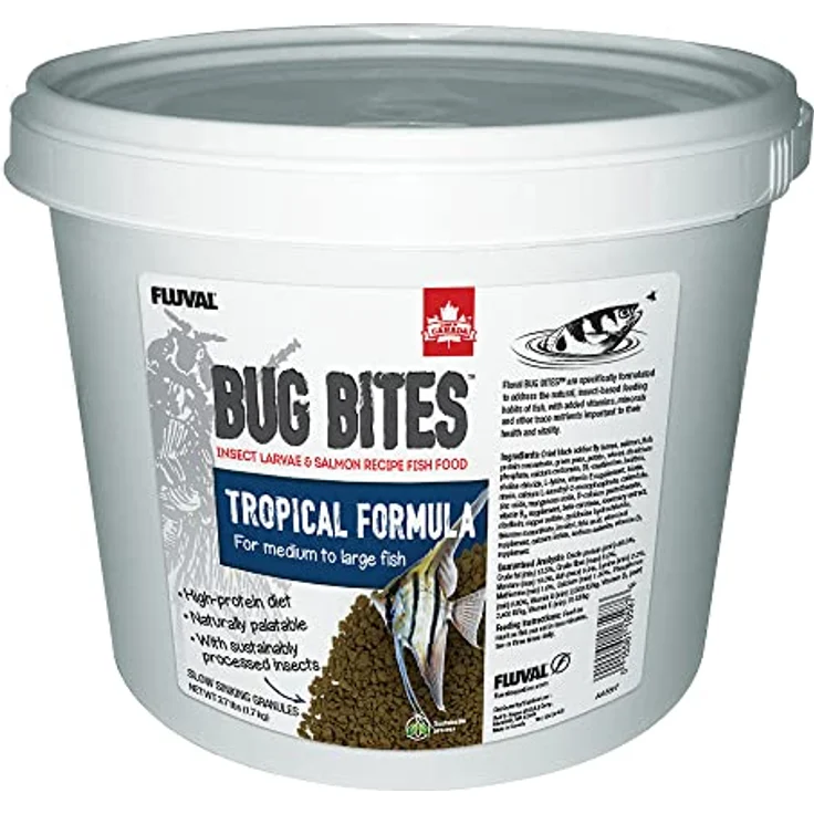 Fluval Bug Bites Fischfutter mit Insektenlarven, nahrhaftes, langsam sinkendes Granulat für tropische Fische, 1,4-1,6mm, 1.7kg – Bild 1