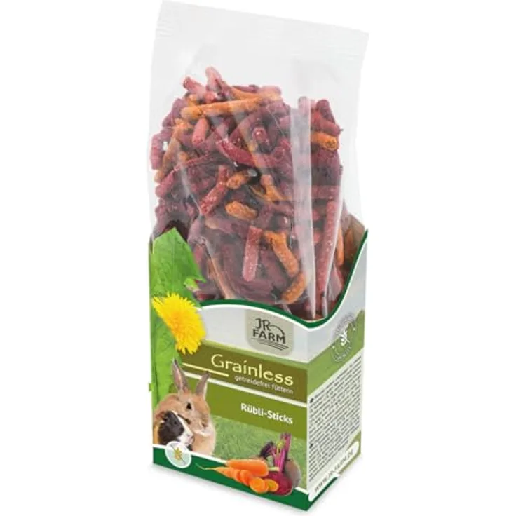 JR Farm Grainless Rübli-Sticks, Getreidefreies Kleintierfutter mit Karotten und Rote Beete, 100g