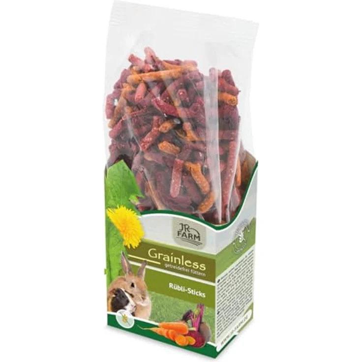 JR Farm Grainless Rübli-Sticks, Getreidefreies Kleintierfutter mit Karotten und Rote Beete, 100g – Bild 1