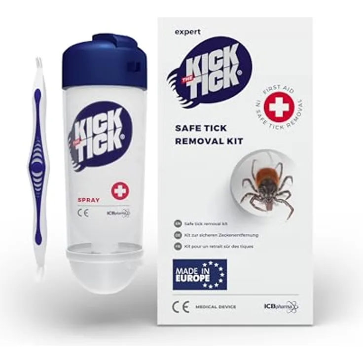 Novokill KICK THE TICK Vereisungsspray mit Zeckenzange – Schmerzfreier Zeckenentferner für Mensch, Kind, Hund & Katze – Über 40 Anwendungen