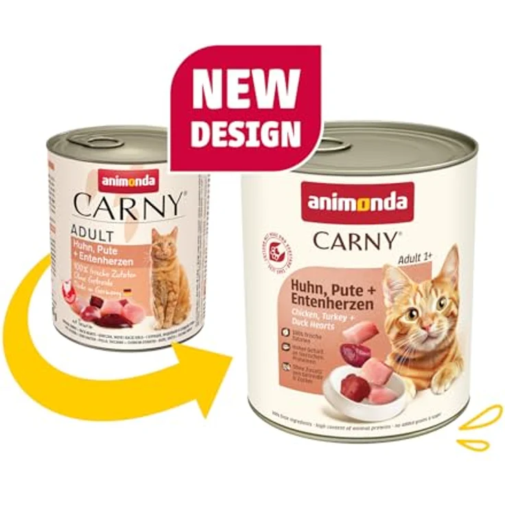 animonda Carny Katzen Nassfutter Huhn + Pute + Entenherzen, getreidefreies Katzenfutter ohne Zucker, 6 x 800g, für erwachsene Katzen – Bild 2