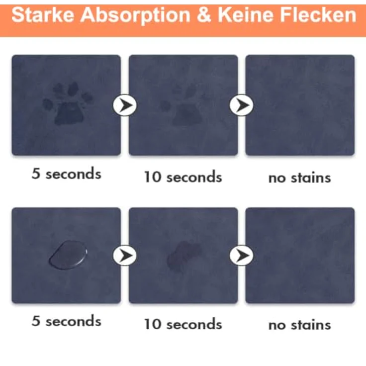 HAOLESHITE Napfunterlage für Hunde und Katzen, Saugfähige, Schnelltrocknende und Rutschfeste Futternapfmatte, Waschbar, Blau, 40 x 60 cm – Bild 3