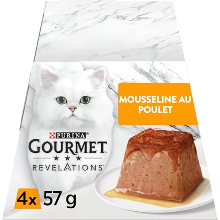 Gourmet Revelations Musselin mit Huhn in Sauce, Katzen-Nassfutter, 4 x 57 g, ohne Farbstoffe und Konservierungsstoffe – Bild 1