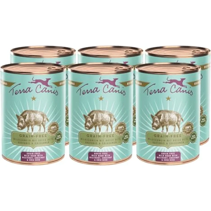 Terra Canis Wildschwein, Rote Bete, Maronen & Chiasamen, Getreidefreies Nassfutter, 6x400g, Premium Hundefutter in 100% Lebensmittelqualität, Reichhaltig, gesund & glutenfrei – Bild 1