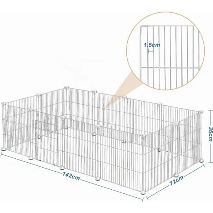 EUGAD Freigehege für Kaninchen, modulares Kleintiergehege aus stabilem Metallgitter mit praktischer Eingangstür, flexibles Stecksystem zur einfachen Montage – Bild 4