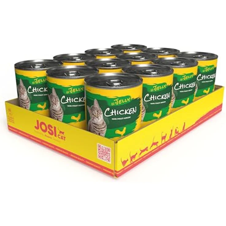JosiCat Chicken in Jelly, Premium Nassfutter für ausgewachsene Katzen, 12 x 400 g, Huhn in Gelee, mit Vitamin D3 & E, getreidefrei, Made in Germany – Bild 1